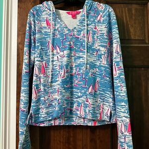Lilly Pulitzer Zanzibar Blur Boatylicious Cropped Hoodie XXS